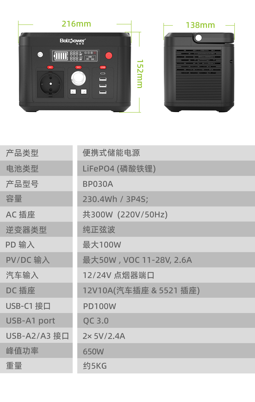 黄金城BP030A 300W便携式储能电源04